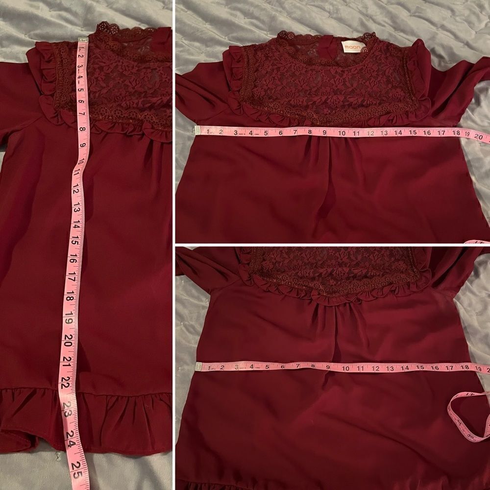 ModCloth Burgundy Lace Yoke Long-Sleeve Blouse - Picture 10 of 10